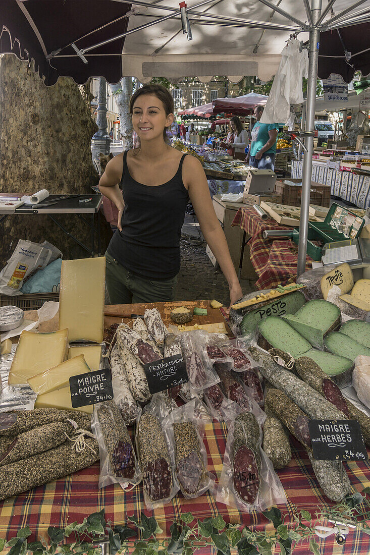 Market Place Richelme,  Deli Food,  Sausages, Aix en Provence,  Bouche du Rhone,  France