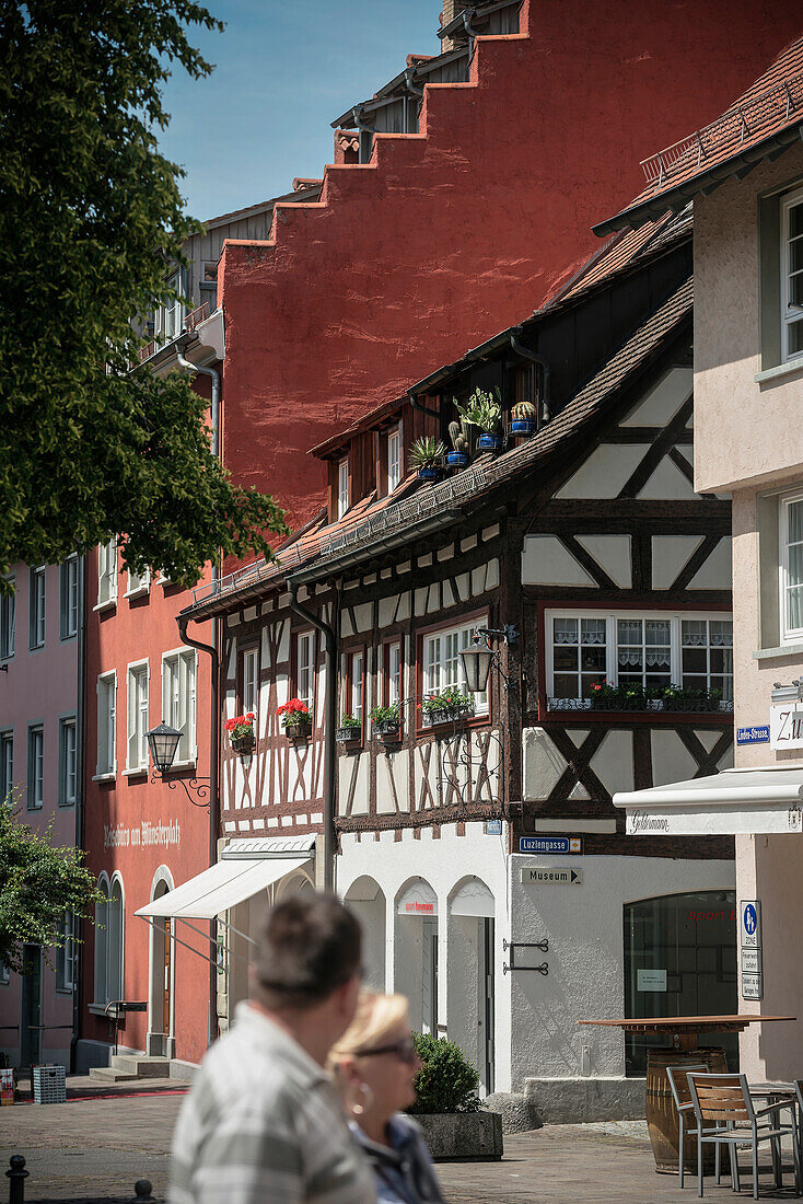 old town with timber frame houses, Ueberlingen, Lake Constance, Baden-Wuerttemberg, Germany