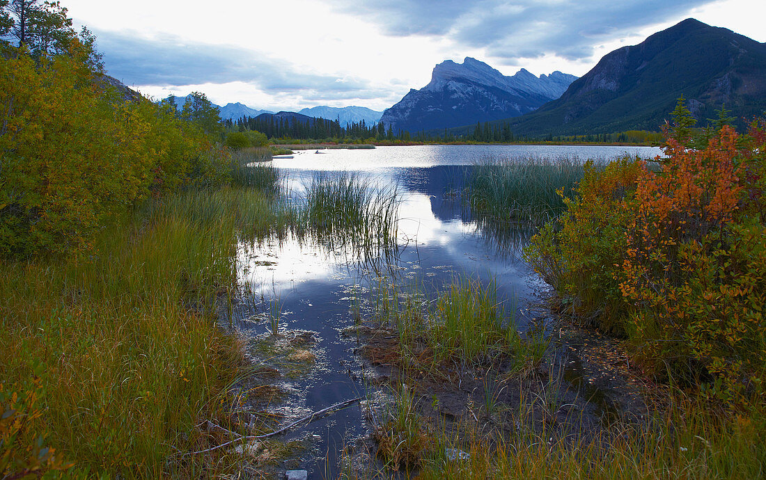 Früher Morgen an den Vermillion Lakes, Banff, Banff National Park, Rocky Mountains, Alberta, Kanada