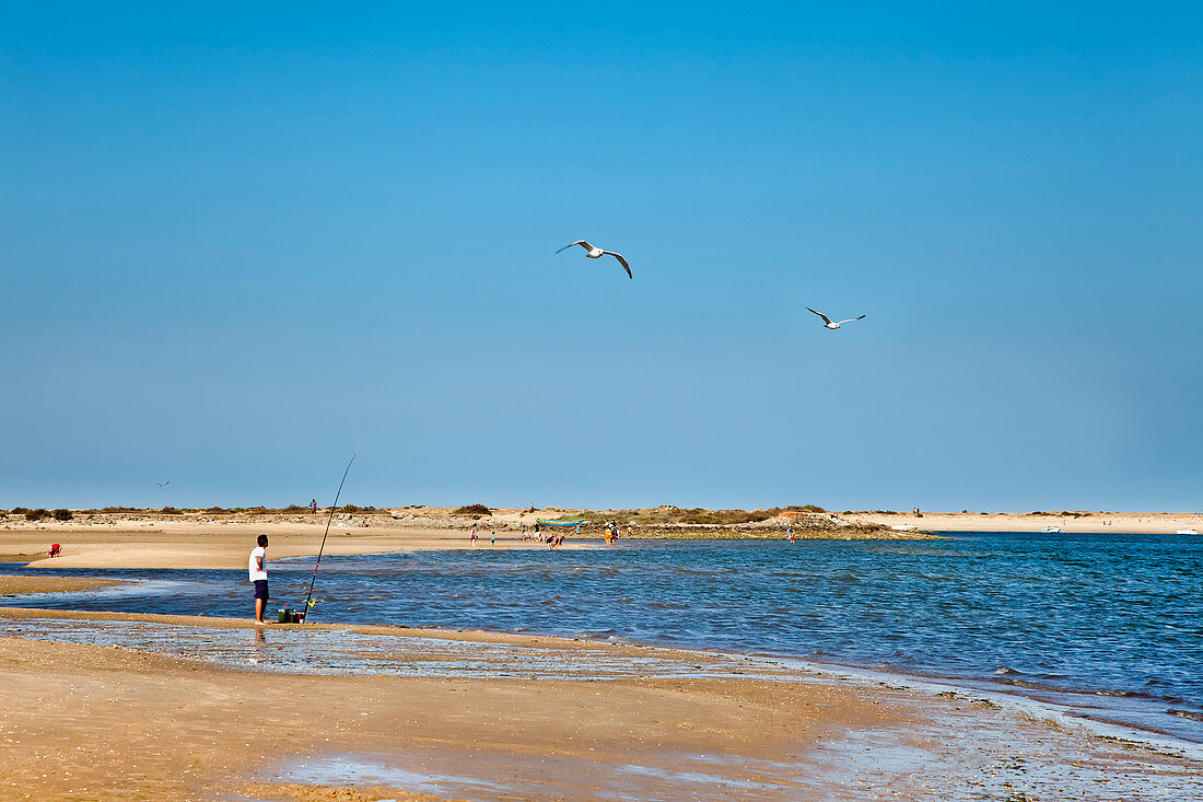 Strand an der Lagune bei Tavira, Algarve, Portugal
