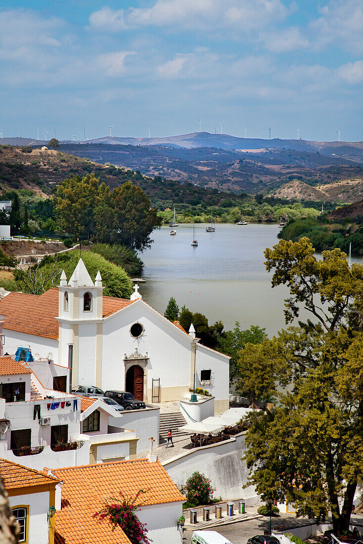 View from castle across Rio Guadiana towards Spain, Alcoutim, Algarve, Portugal