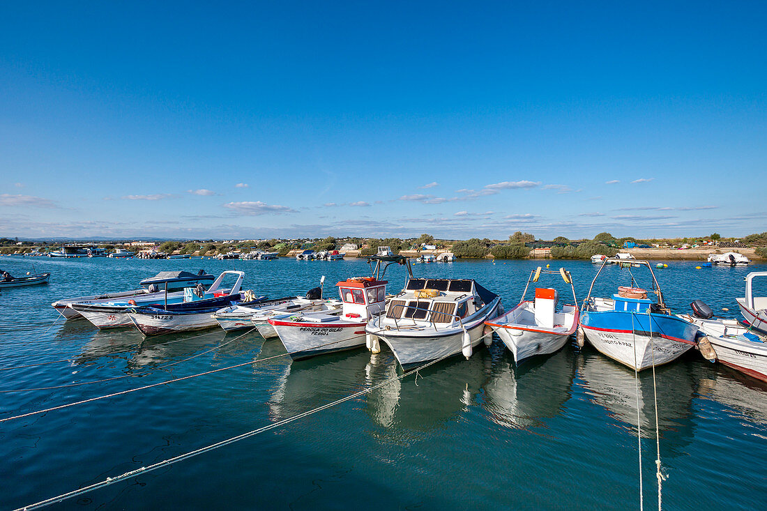 Boats inthe harbour, fishing village Fuzeta, Olhao, Algarve, Portugal