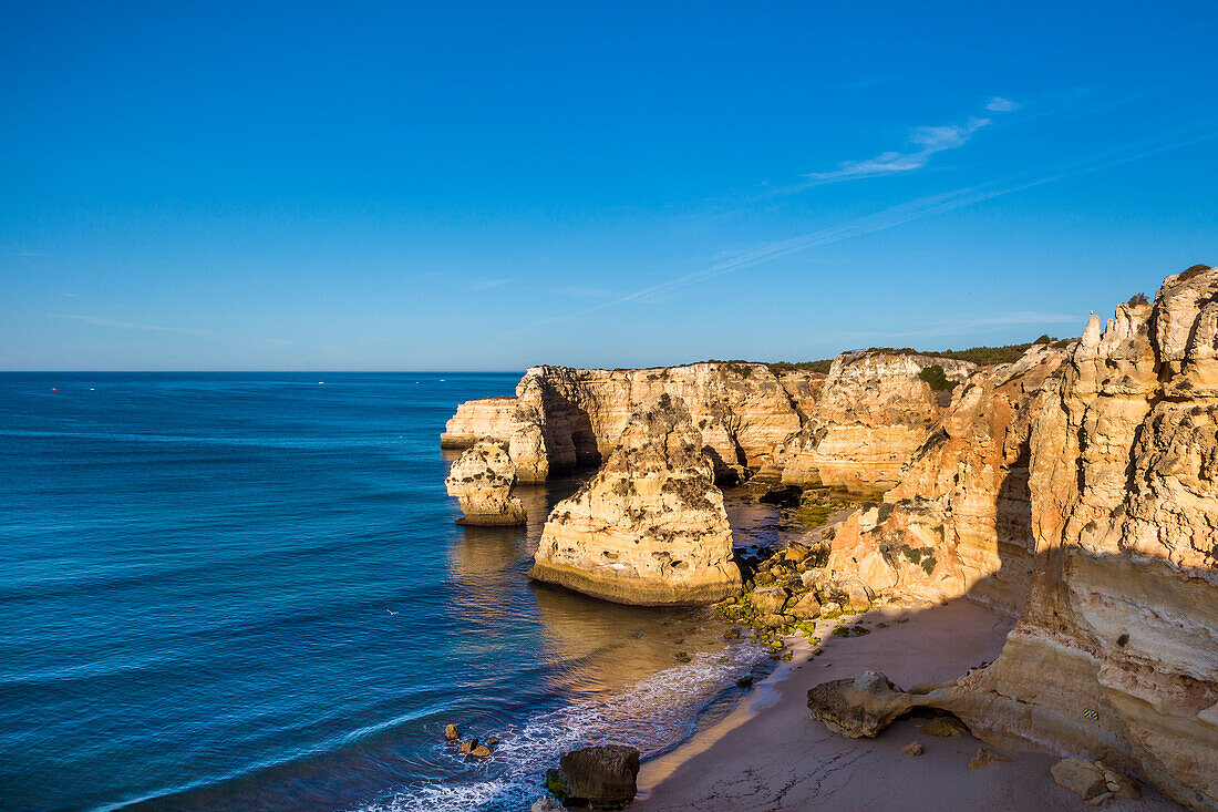 Beach and rocky coast, Praia da Marinha, Faro, Algarve, Portugal