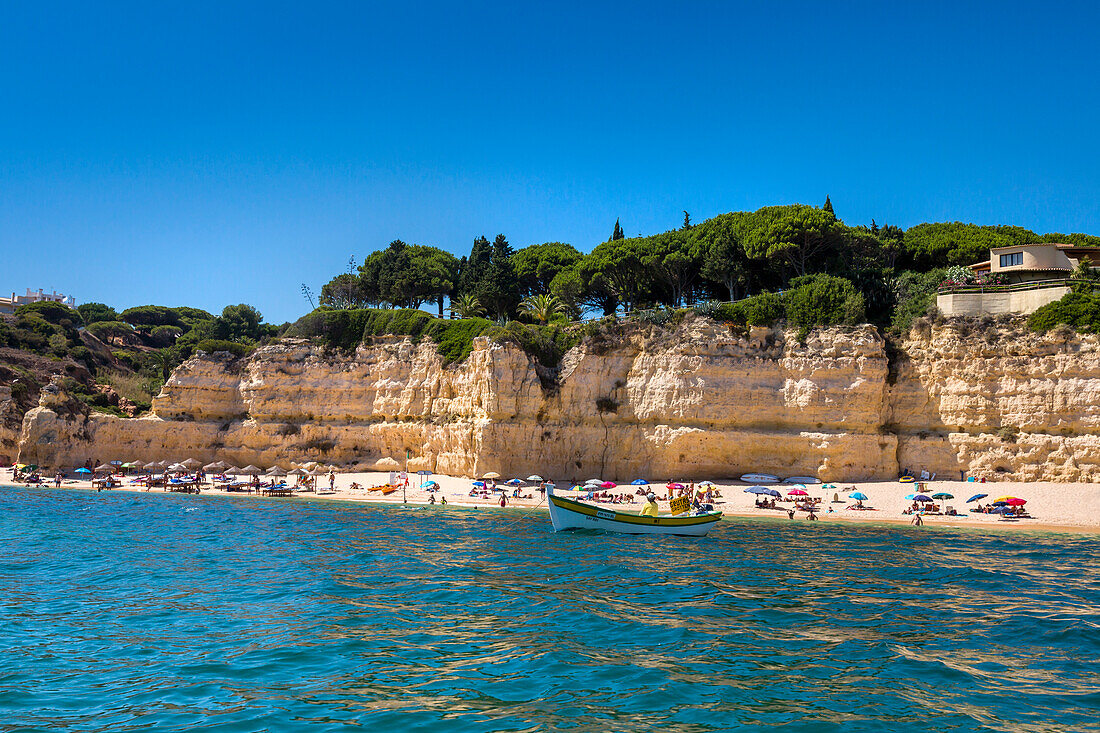 View from the boat towards the coastline, Faro, Algarve, Portugal