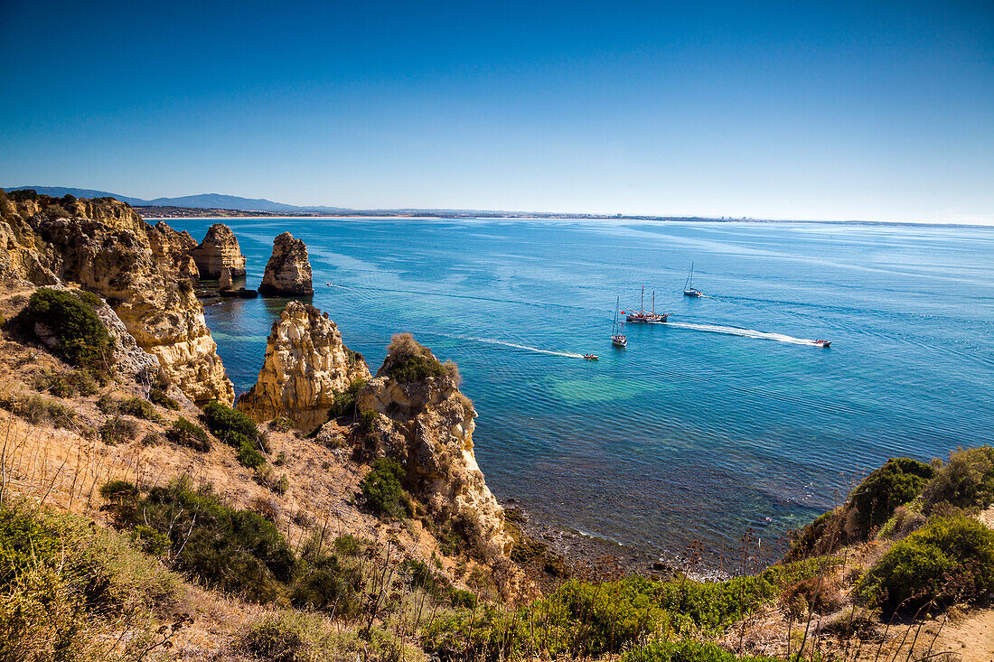Ponta de Piedade, Rocky coastline, Lagos, Algarve, Portugal