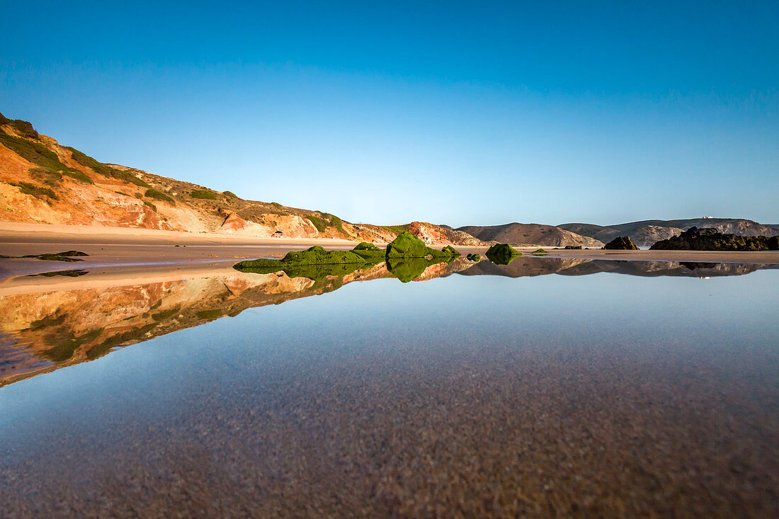 Beach at sunset, Praia da Amado, Costa Vicentina, Algarve, Portugal