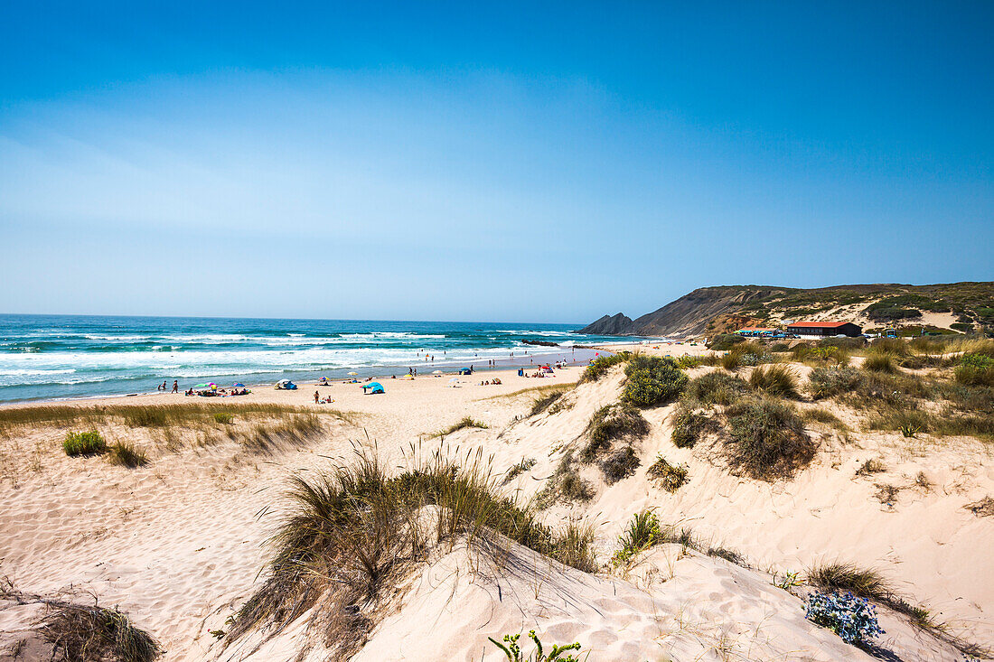 Dünen und Strand, Praia da Amoreira, Aljezur, Costa Vicentina, Algarve, Portugal