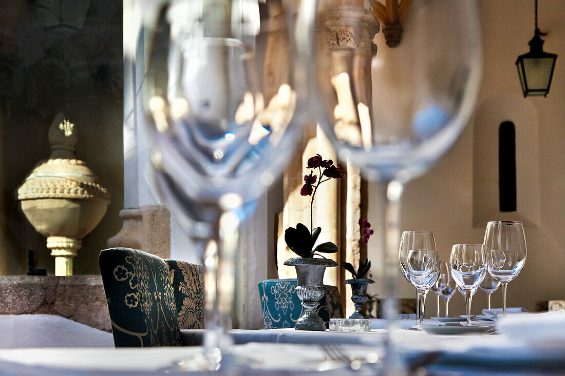 Restaurant in the cloister, Pousada dos Loios (a former monastery), Evora, Alentejo, Portugal