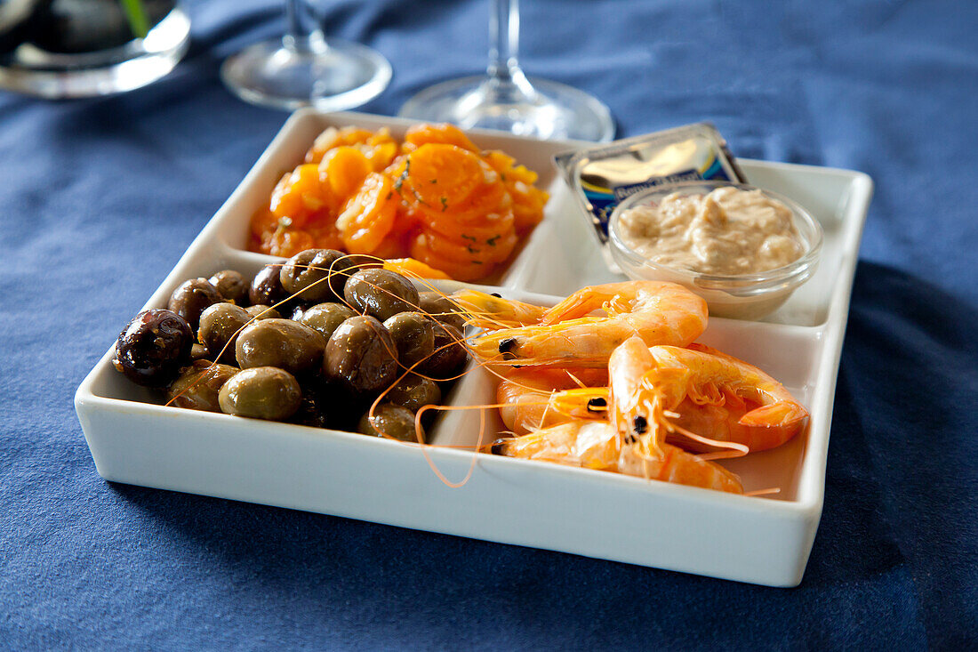 Typical starters in a restaurant, Algarve, Portugal