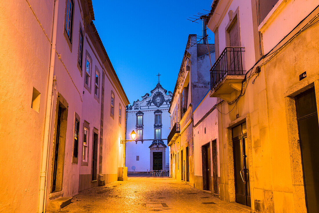 Church Igreja Matiz, old town at dusk, Olhao, Faro, Algarve, Portugal