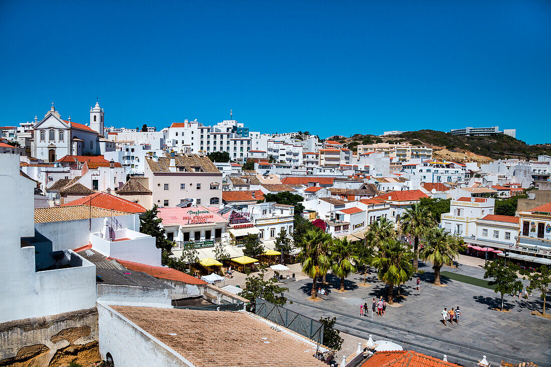 View towards the main square, Largo Engenheiro Duarte Pacheco, Albufeira, Algarve, Portugal