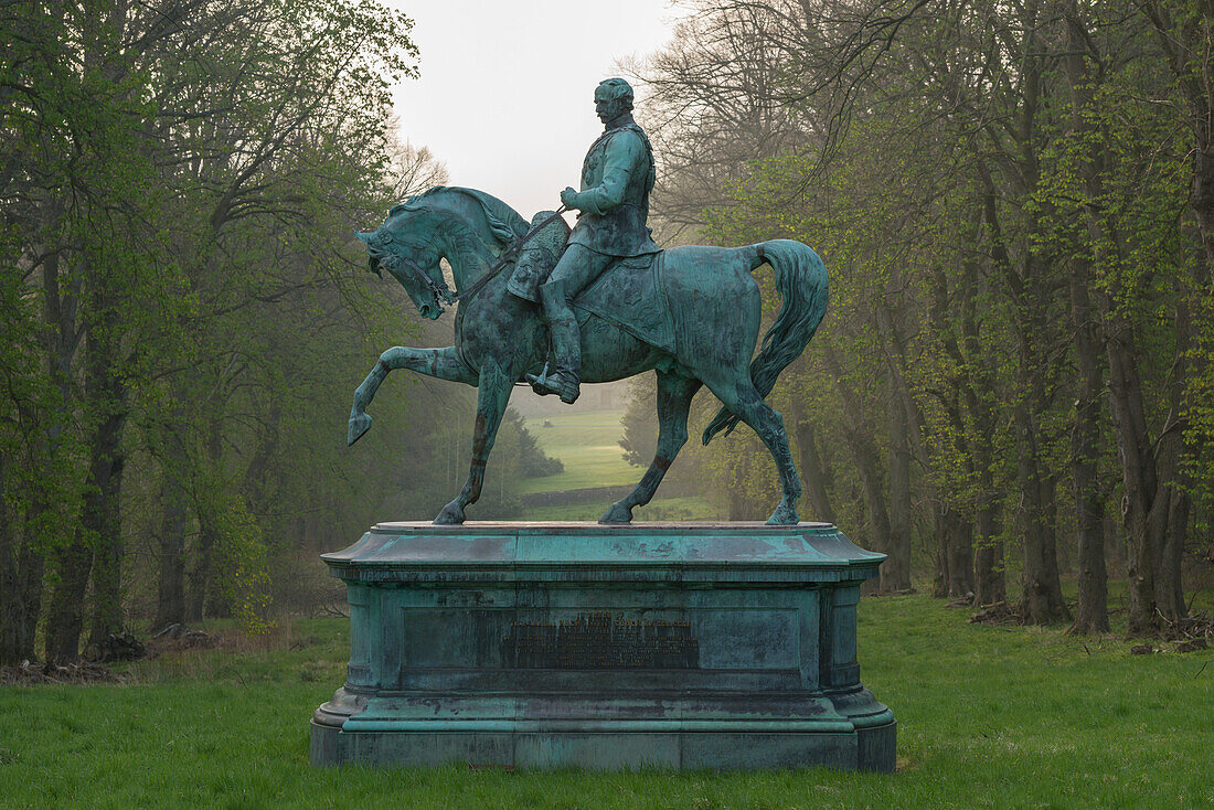 Magnificent statue of Field Marshall Hugh Viscount Gough in the ground of Chillingham Castle, Northumberland, England, United Kingdom, Europe