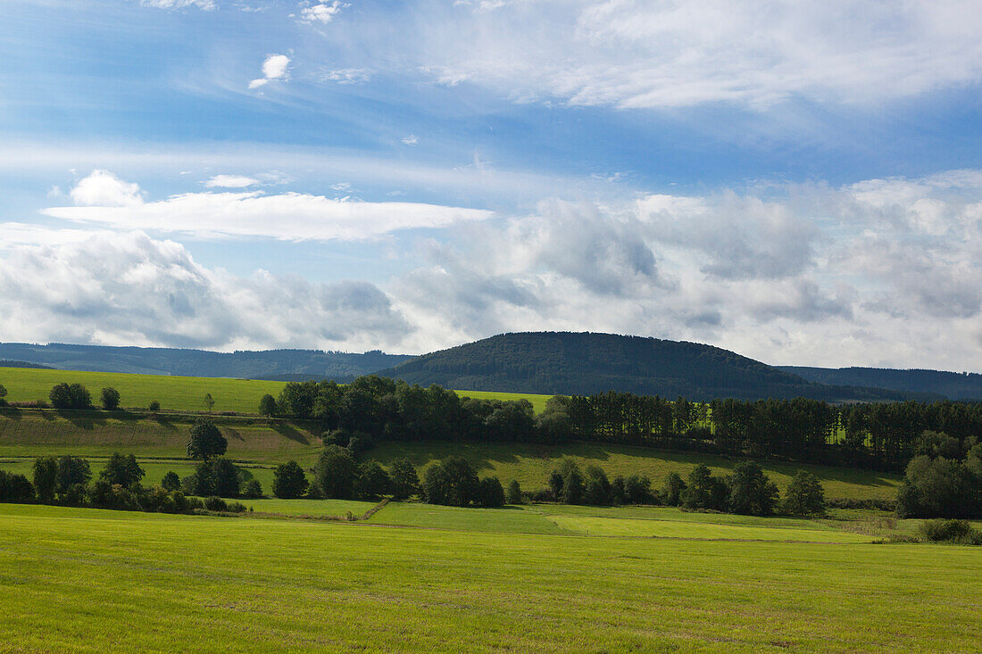 Landscape near Schmallenberg, Rothaargebirge, Sauerland region, North Rhine-Westphalia, Germany