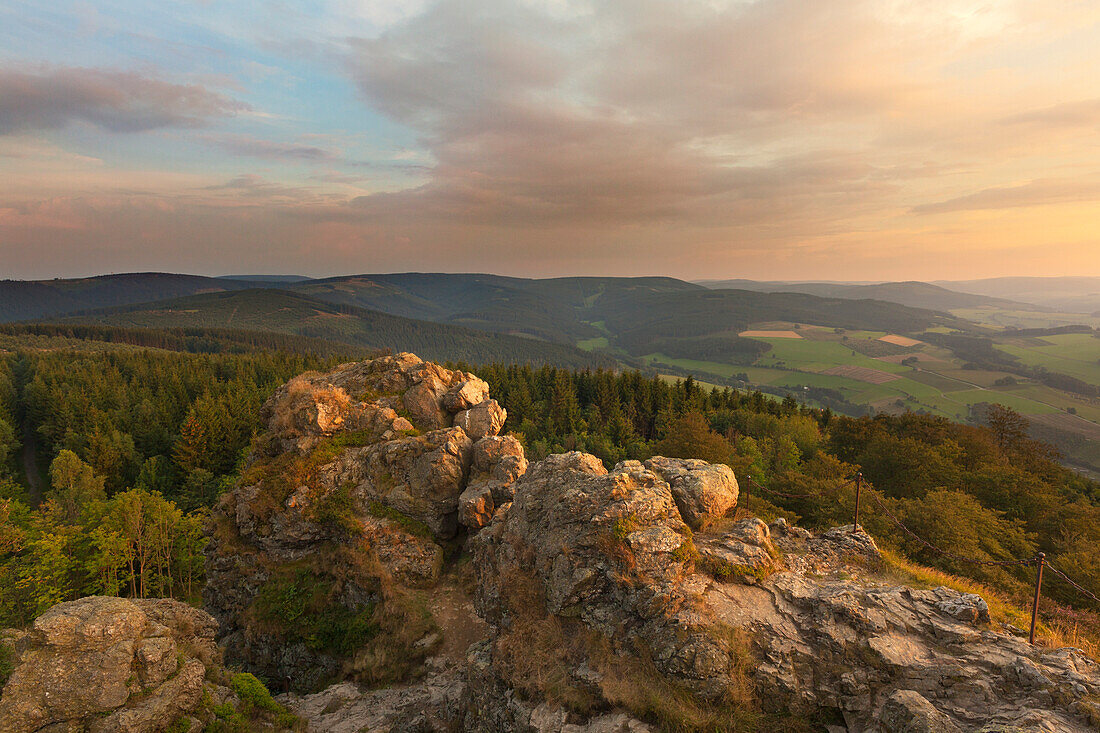 Rock formation Bruchhauser Steine, Rothaarsteig hiking trail, Rothaargebirge, Sauerland region, North Rhine-Westphalia, Germany