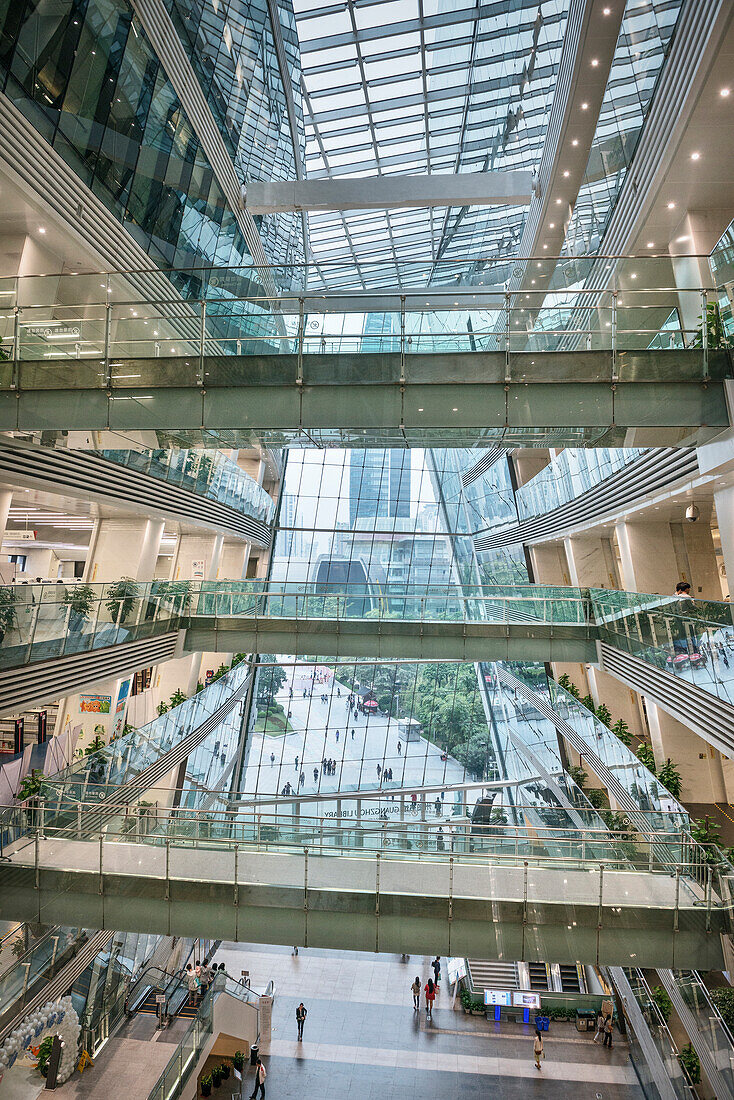 modern interior architecture of a library, Downtown Guangzhou, Guangdong province, Pearl River Delta, China