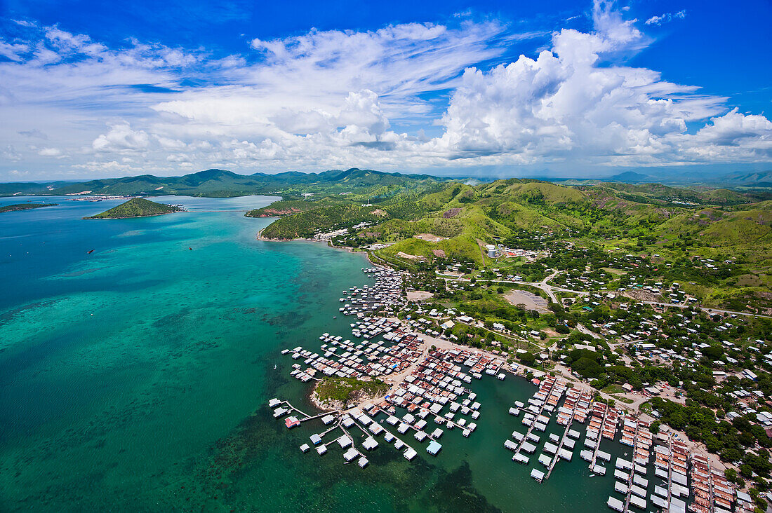 Aerial view over Hanuabada Village, Port Moresby, Papua New Guinea