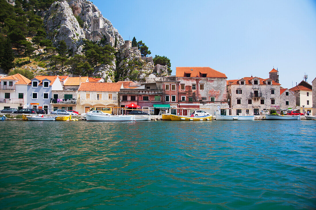 Old town Omis as seen from the Cetina River, Omis, Croatia