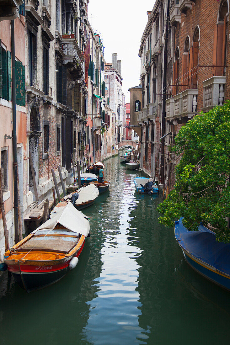 A small canal with boats, Venice, Italy