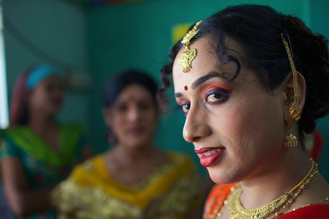 A hijra transgender sex worker at a drop in centre