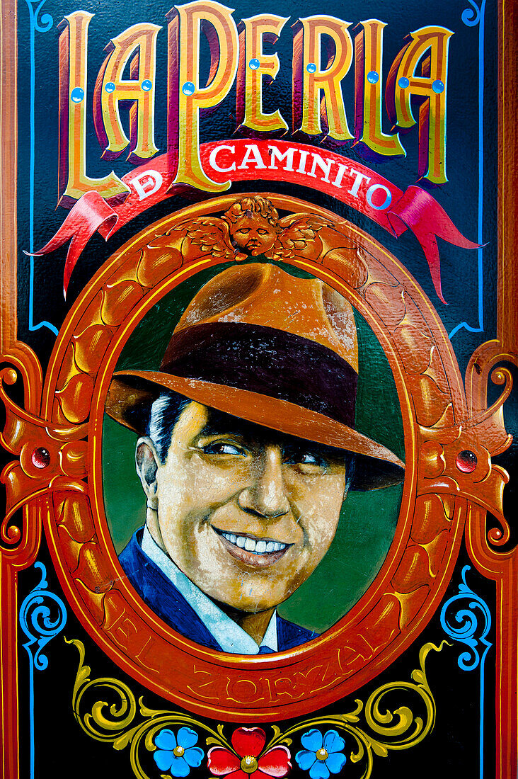 Carlos Gardel Portrait In Cafe La Perla De Caminito, La Boca, Buenos Aires, Argentina