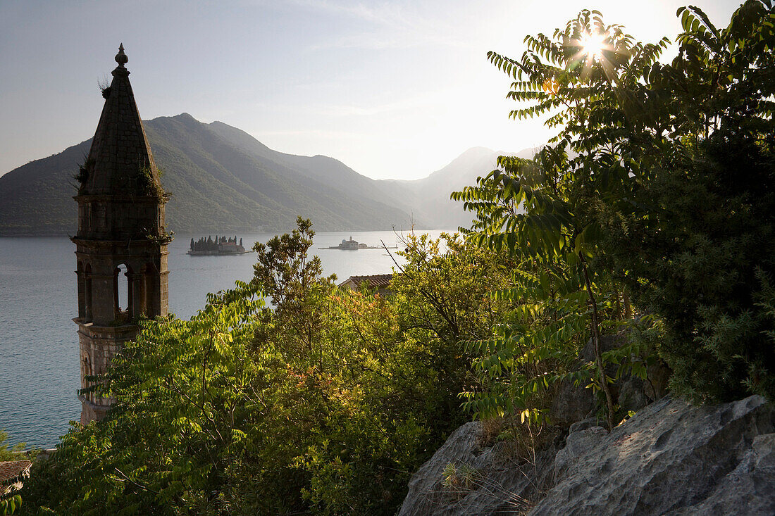 View From Above Perast Looking Towards The Islands At Sunset,Kotor Bay Montenegro.Tif