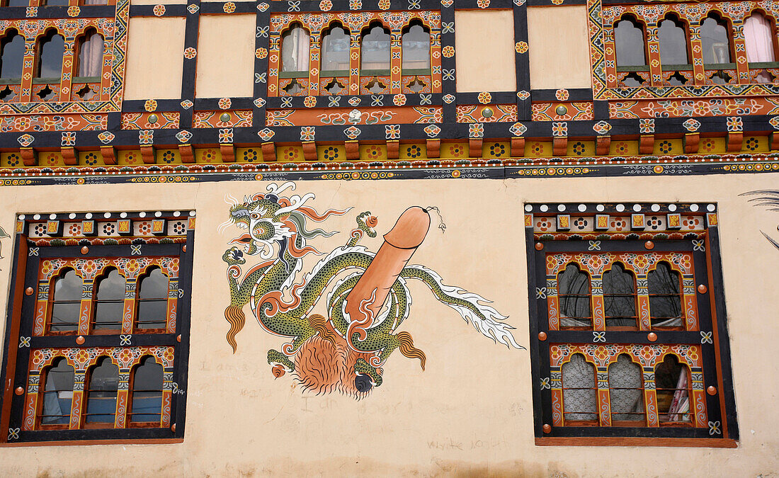 Farmhouse With Fertility Symbol, Paro, Bhutan