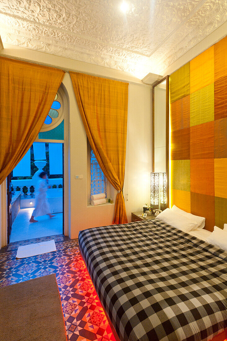Bedroom and verandah of Presidential Suite in Casa Colombo Hotel, Colombo, Sri Lanka
