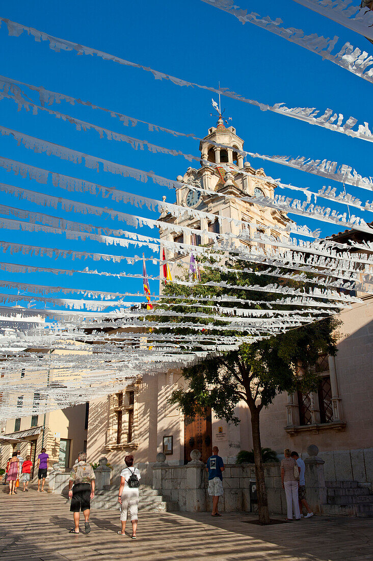 Alcudia's Town Hall And Street Decoration, Mallorca, Balearic Islands, Spain