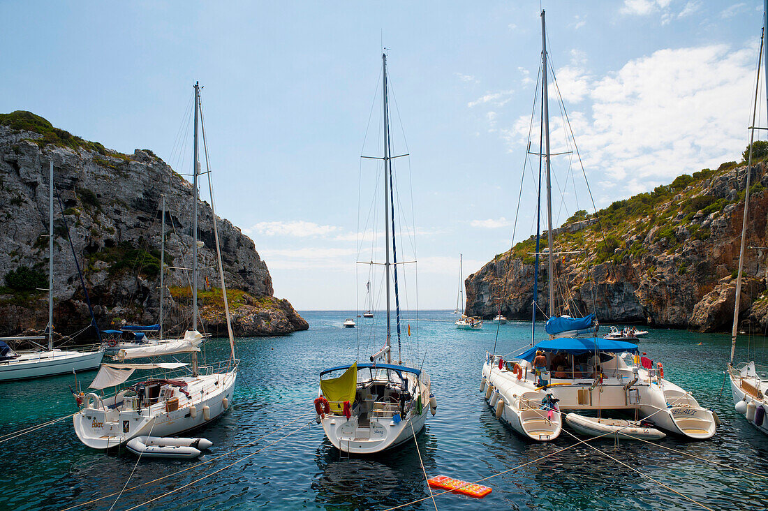 Boats In Cales Coves, Menorca, Balearic Islands, Spain