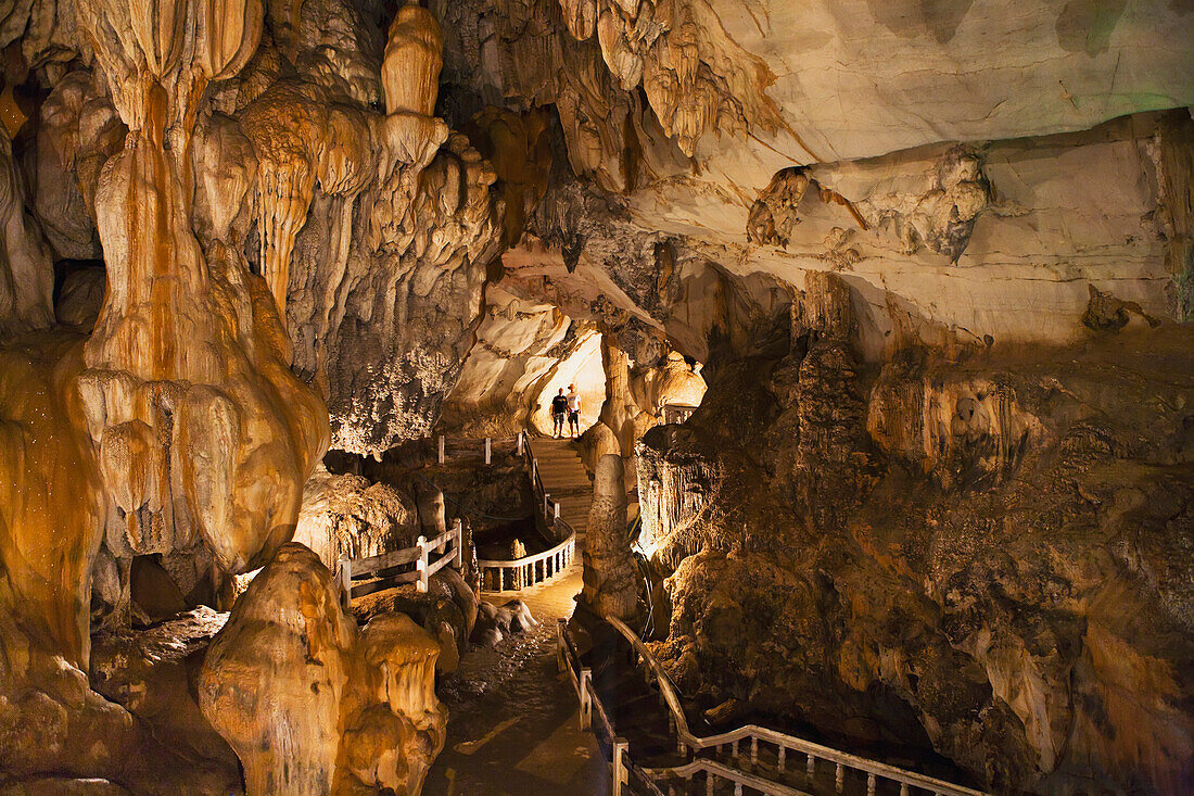 Walkways in caves outside of Vang Vieng, Laos