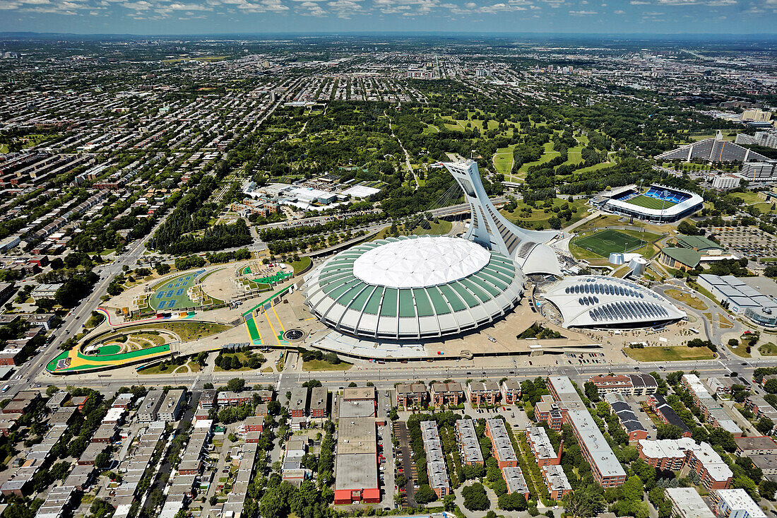 'Aerial view of Olympic Stadium; Montreal, Quebec, Canada'