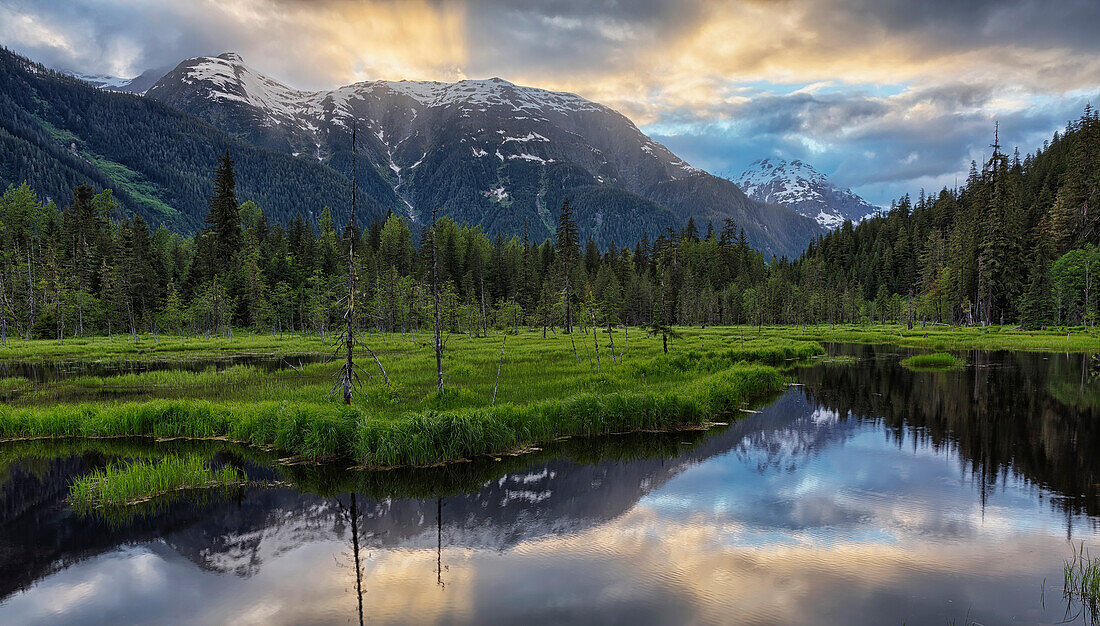 'Sunset over the Tongass National Forest near Hyder; Alaska, USA'