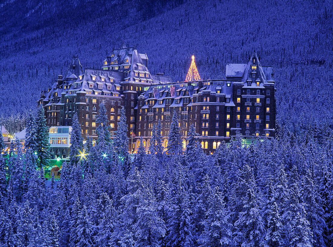 'D.Wiggett; Banff Springs Hotel In Winter At Twilight, Banff Np, Ab'