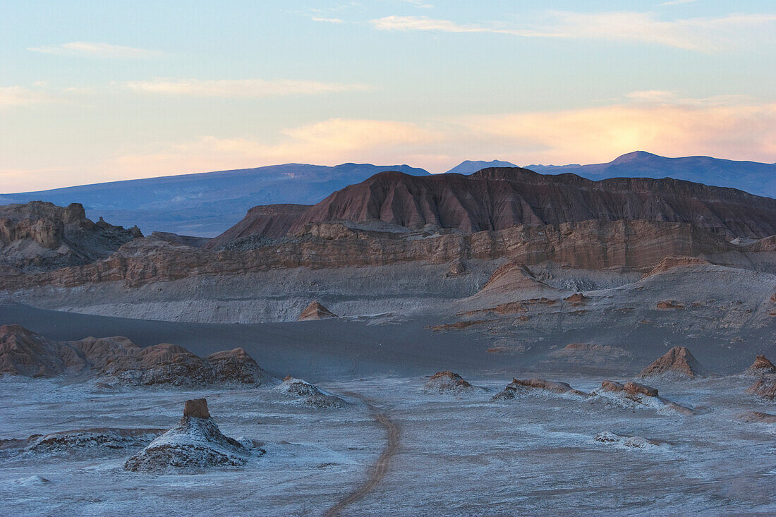 Valle De La Luna (Moon Valley) In The Cordillera De La Sal At Dusk, San Pedro De Atacama, Antofagasta Region, Chile