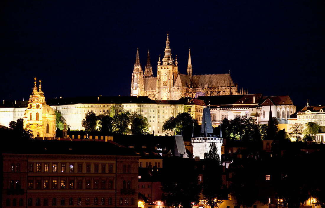 Prague Castle At Night In Prague, Czech Republic