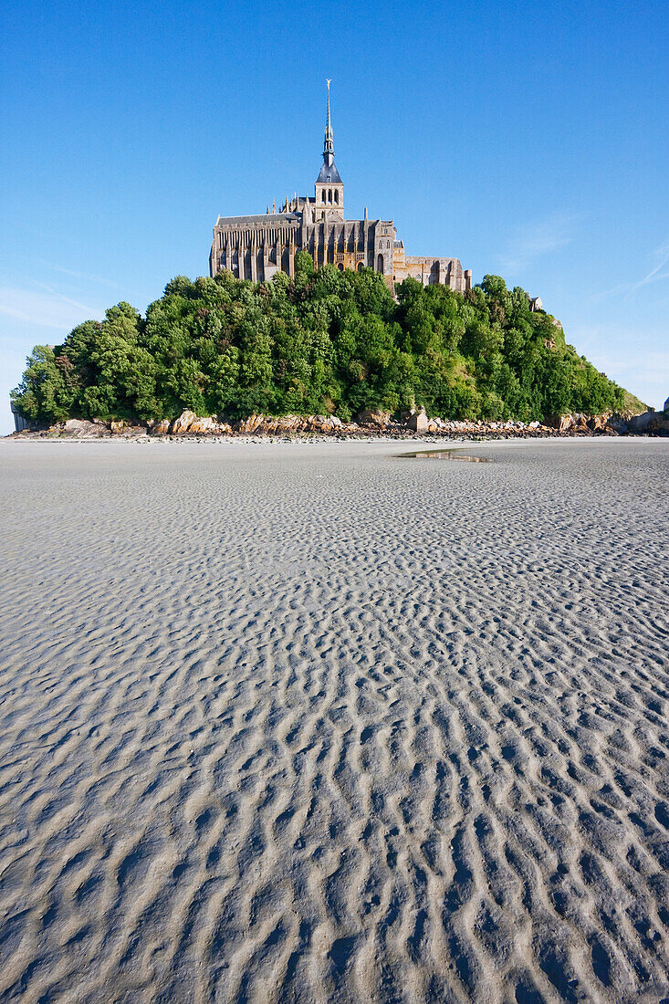 Mont-Saint-Michel And Mudflats In The Bay, As Seen From The North, France