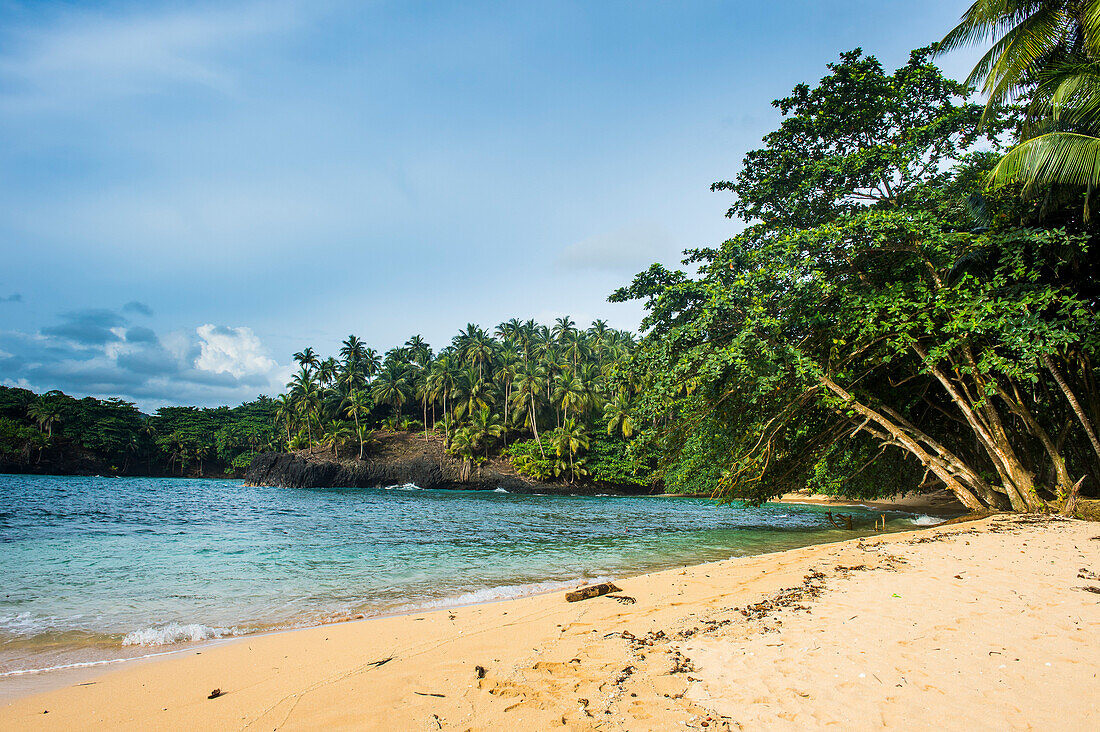 Beach of Praia Piscina on the south coast of Sao Tome, Sao Tome and Principe, Atlantic Ocean, Africa