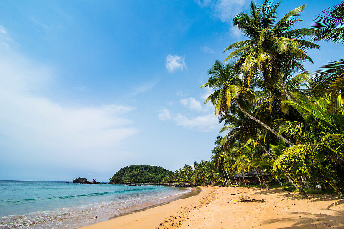 Beautiful beach in the Bom Bom Resort, UNESCO Biosphere Reserve, Principe, Sao Tome and Principe, Atlantic Ocean, Africa