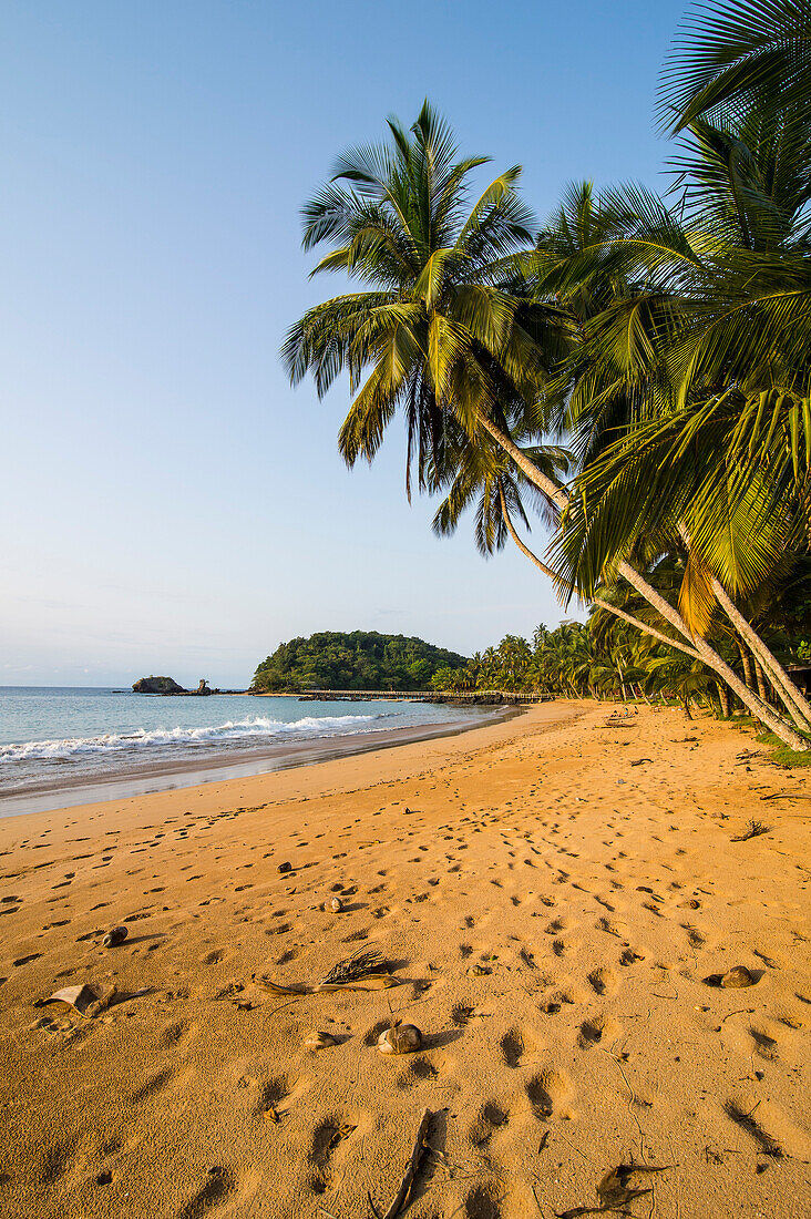 Beautiful beach in the Bom Bom Resort, UNESCO Biosphere Reserve, Principe, Sao Tome and Principe, Atlantic Ocean, Africa