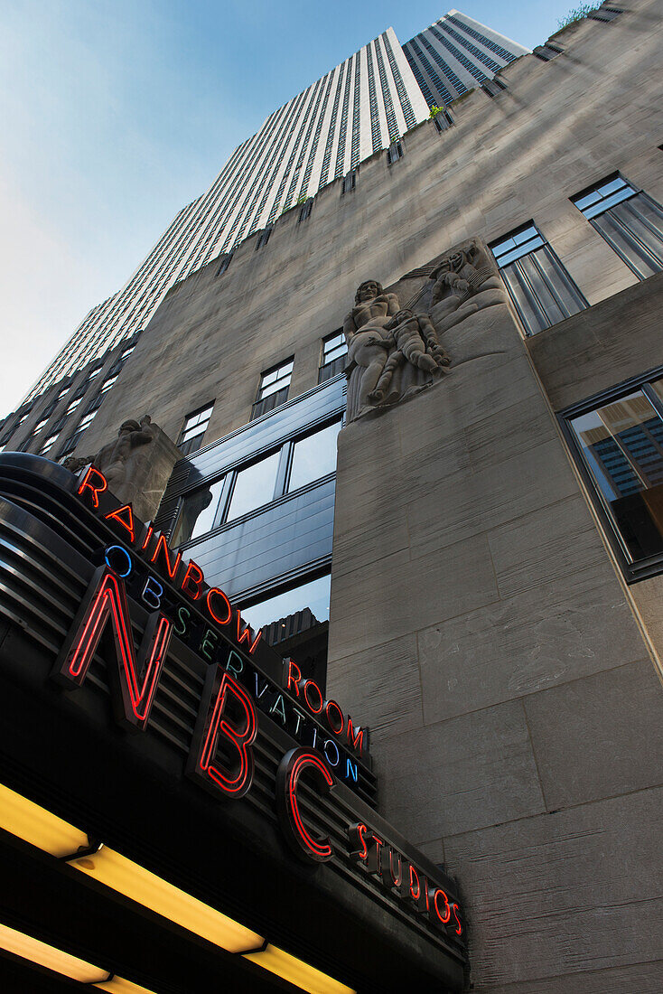 NBC Studios sign and building, New York City, New York, United States of America