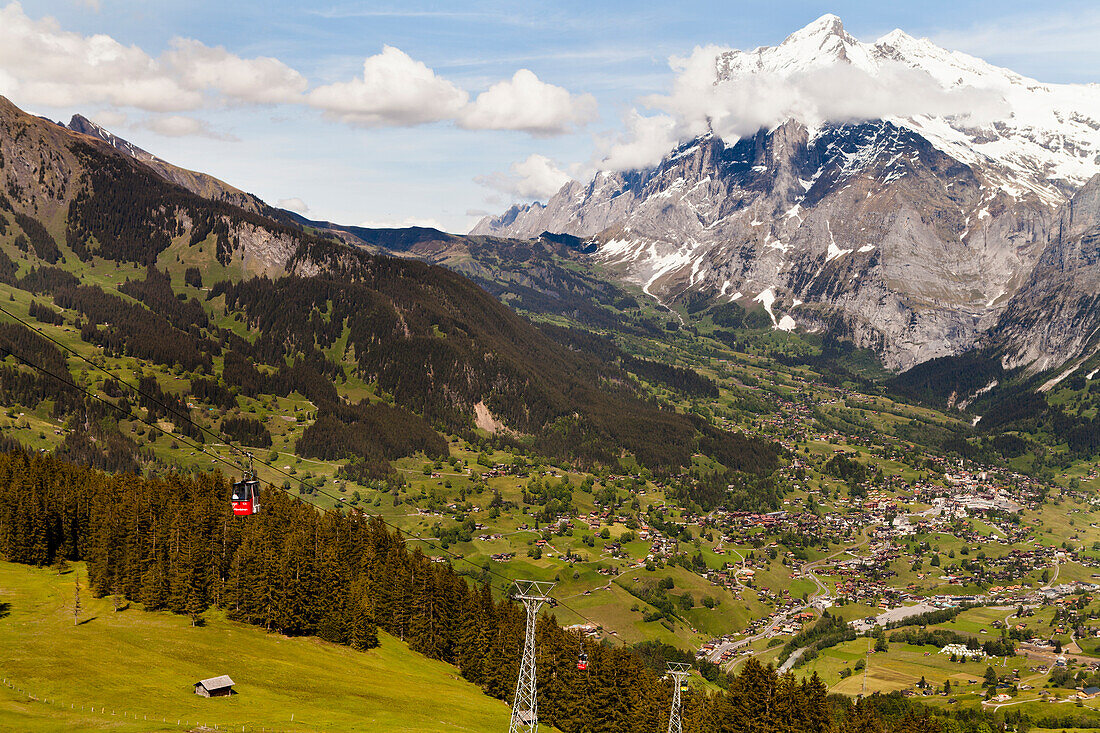 Wetterhorn and Grindelwald, Grindelwald, Bernese Oberland, Switzerland