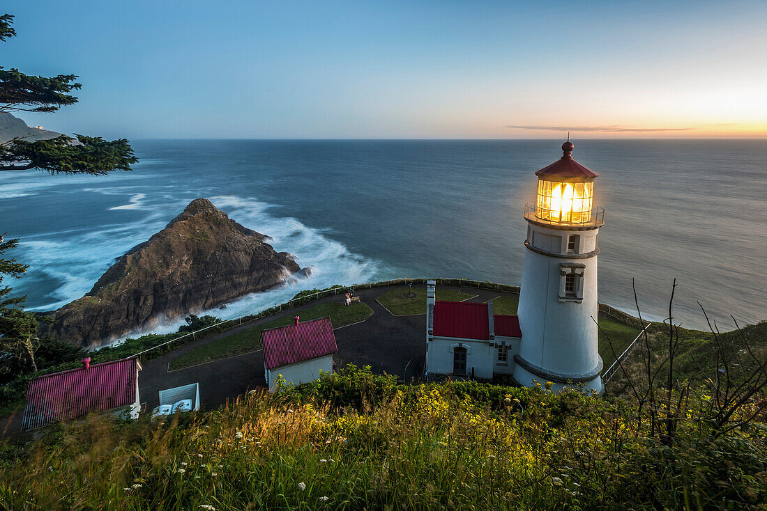 Heceta Head lighthouse at dusk, Oregon, United States of America
