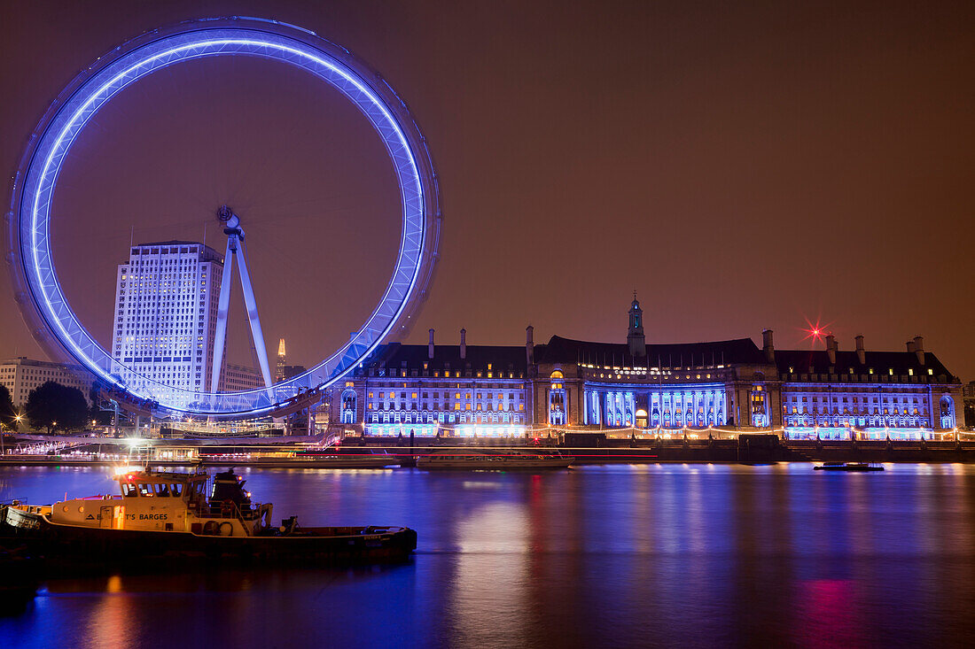 The London Eye at night, London, England