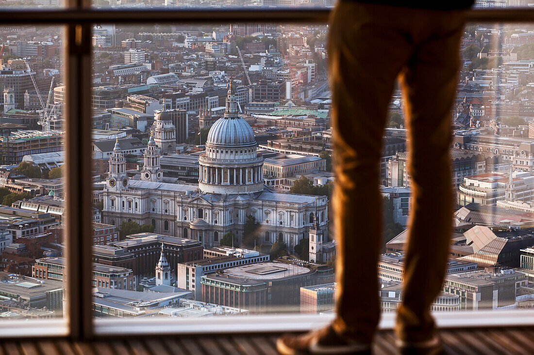 Elevated afternoon view from the Shard Building of St. Paul's Cathedral, London, England