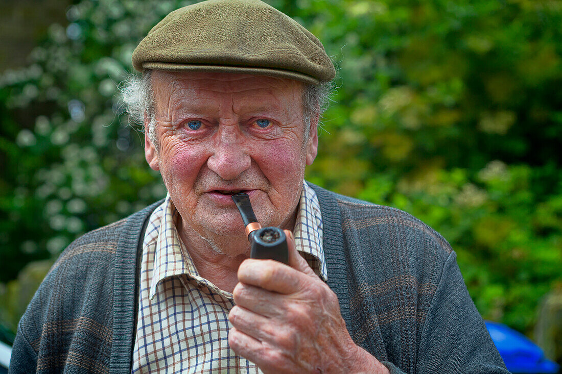 Yorkshire man with pipe, Bradfield, Yorkshire, England