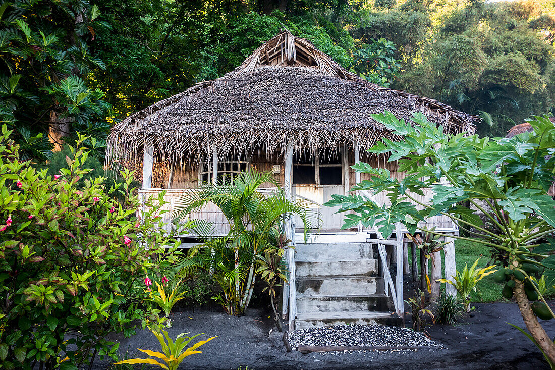 A small beach bungalow near Yasur Volcano, Tanna Island, Vanuatu