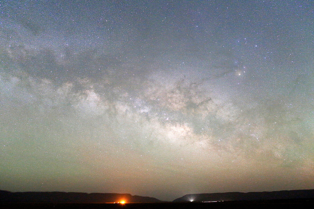 Morocco, Draa Valley, Zagora region, Starry sky and Milky Way over the desert