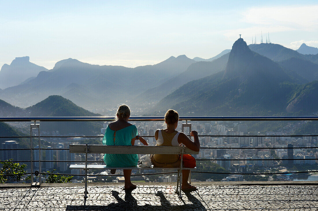Tourists looking the view from Sugar Loaf in Rio de Janeiro,Brazil,South America