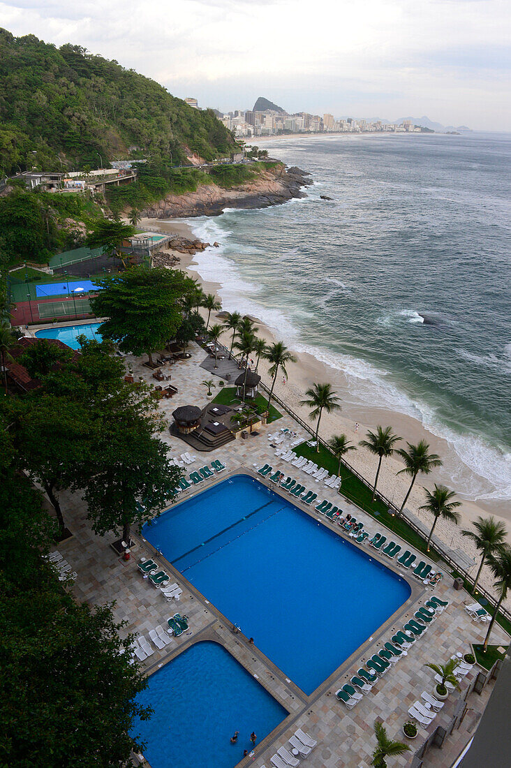 The swimming pools of Sheraton rio hotel and resort in Leblon beach , Rio de Janeiro,Brazil,South America