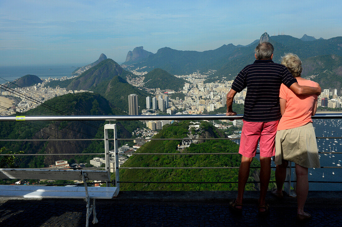 Tourists looking the view from Sugar Loaf in Rio de Janeiro,Brazil,South America